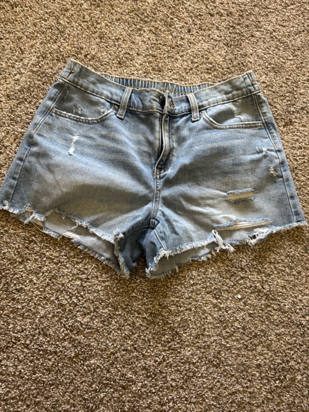 aerie Light Wash Distressed Denim Shorts